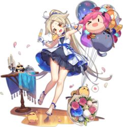  &gt;_&lt; ahoge azur_lane balloon bare_shoulders blonde_hair blue_dress blue_ribbon blush bouquet breasts brown_eyes candle cavalla_(azur_lane) cavalla_(colorful_ceremony)_(azur_lane) chandelier criss-cross_halter dress drunk eagle_union_(emblem) expressions female fire flower frilled_dress frills gloves hair_ornament halterneck heart high_heels highres layered_dress long_hair looking_at_viewer manjuu_(azur_lane) meowfficer_(azur_lane) oerba_yun_fang official_alternate_costume official_art open_mouth ponytail ribbon round_table sandals short_eyebrows sleeveless sleeveless_dress small_breasts smile spoken_heart standing suika01 sunglasses table toeless_footwear transparent_background very_long_hair white_dress white_gloves 