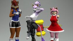  16:9 3d_(artwork) amy_rose angry anthro archie_comics athletic blaze_the_cat chipmunk digital_media_(artwork) domestic_cat eulipotyphlan felid feline felis female fighting_pose fur ground_squirrel happy hedgehog hi_res mammal ohdeerydeer pink_body pink_fur pose rodent sally_acorn sciurid sega simple_background sonic_the_hedgehog_(archie) sonic_the_hedgehog_(comics) sonic_the_hedgehog_(series) source_filmmaker_(artwork) warfare_amy warfare_blaze warfare_machine warfare_sally weapon white_background widescreen 