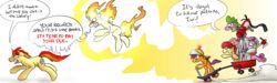  2012 amber_eyes angry anthro apple_bloom_(mlp) armor axe conicer cutie_mark cutie_mark_crusaders_(mlp) dialogue dragon earth_pony english_text equid equine feathered_wings feathers female feral fire fire_extinguisher flaming_hair friendship_is_magic fur green_eyes grin group hair hasbro headgear helmet hi_res horn horse male mammal melee_weapon multicolored_hair my_little_pony mythological_creature mythological_equine mythological_scalie mythology orange_body orange_feathers pegasus pony pseudo_hair purple_eyes purple_hair red_eyes red_hair scalie scootaloo_(mlp) smile spike_(mlp) sweetie_belle_(mlp) tail text twilight_sparkle_(mlp) two_tone_hair unicorn vehicle wagon weapon white_body white_fur wings young young_anthro young_feral 