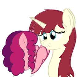  1:1 alpha_channel animated blinking boop duo equid equine female friendship_is_magic fur hair hasbro horn lauren_faust lauren_faust_(character) low_res mammal marker_pony_(mlp) multicolored_hair my_little_pony mythological_creature mythological_equine mythology open_mouth pink_body pink_fur pink_hair red_hair short_playtime simple_background teal_eyes transparent_background two_tone_hair unicorn unknown_artist yellow_body yellow_fur young 