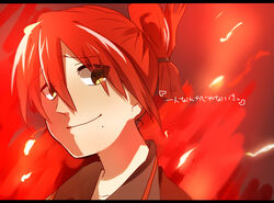  bad_id bad_pixiv_id female fire kagerou_project kido_rin letterboxed long_hair mole red_hair solo souen_senri yellow_eyes 