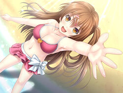  bad_id bad_pixiv_id bikini bikini_skirt brown_eyes brown_hair chuunibyou_demo_koi_ga_shitai! female hair_ornament hairclip long_hair nibutani_shinka noshimasa photoshop_(medium) side_ponytail swimsuit 