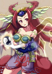  breasts dress duel_monster female gishki_emilia horns long_hair nekroz_of_sophia orb red_eyes red_hair yu-gi-oh! 