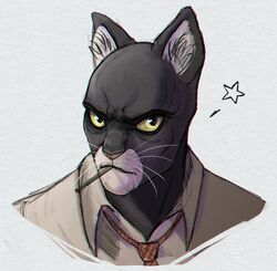  2021 anthro black_body black_fur blacksad cigarette clothed clothing digital_media_(artwork) fur headshot_portrait john_blacksad male portrait smoking solo whiskers x-zelfa yellow_eyes 