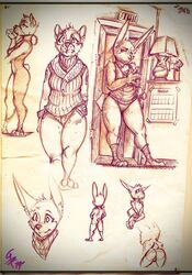  2019 ada_(liebro) anthro ass bear bianchi/caramel_(yourfavoritelemonade) big_ears breasts clothed clothing eyewear feet female footwear giant_panda glasses hare hi_res lagomorph legwear leporid looking_back mammal nude panties pyongyang/moxie_(yourfavoritelemonade) rabbit short_tail socks stories_of_the_few tail teeth traditional_media_(artwork) underwear yourfavoritelemonade 