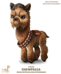  alpaca alternate_species ambiguous_gender camelid chewbacca digital_media_(artwork) digital_painting_(artwork) feral humor mammal piper_thibodeau pun simple_background solo star_wars text url visual_pun white_background 