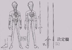  1boy concept_sketch eretzvaju evil_zone lie linedwell_rainrix long_sword simple_background solo sword weapon white_background 