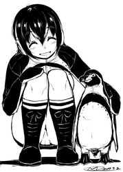  2017 animal_humanoid avian avian_humanoid bird bird_humanoid black_and_white blush closed_eyes clothed clothing duo electronics feral footwear grape-kun hair happa headphones hululu humanoid humboldt_penguin kachoufuugetu4 kemono_friends legwear monochrome panties penguin penguin_humanoid signature smile socks underwear upskirt 