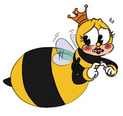  2017 arthropod bee blush clothing crown cuphead_(game) eyelashes female feral gloves handwear headgear hymenopteran insects lipstick looking_away low_res makeup masarts queen queen_bee royalty rumor_honeybottoms simple_background solo toony white_background wings 