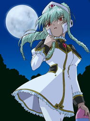  broccoli_(company) female full_moon galaxy_angel green_hair moon night normad outdoors red_eyes solo vanilla vanilla_h 