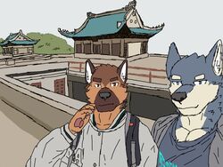  4:3 absurd_res canid canine canis domestic_dog duo german_shepherd herding_dog hi_res inugami_ei male male/male mammal pastoral_dog wolf wolpha wolpha_(character) 