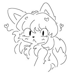  1:1 anthro averi_(fiddleafox) black_and_white blush canid canine dipstick_tail female female_anthro fox fur guzzlord420 hair heart_symbol looking_at_viewer mammal markings monochrome red_fox simple_background solo tail tail_markings true_fox 