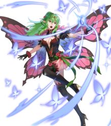  black_footwear black_gloves boots breasts cleavage fairy_wings female fire_emblem fire_emblem_awakening fire_emblem_heroes gloves green_eyes green_hair high_heel_boots high_heels highres large_breasts long_hair non-web_source official_alternate_costume official_art ponytail solo thigh_boots tiara tiki_(adult)_(fire_emblem) tiki_(adult)_(resplendent)_(fire_emblem) tiki_(fire_emblem) transparent_background wings zonotaida 