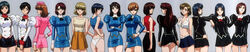  1990s_(style) 6+girls adjutant_(agent_aika) agent_aika aika_(series) alternate_costume anime_screenshot ascot ass ayumi_(agent_aika) black_ascot black_delmo black_hair black_jacket black_pants black_skirt blonde_hair blue_bra blue_delmo blue_delmo_b blue_delmo_t blue_delmo_u blue_delmo_v blue_delmo_w blue_eyes blue_hair blue_jacket blue_skirt bra breasts brown_eyes brown_hair buttons casual cleavage collarbone covered_nipples cowboy_shot crop_top crossed_arms delmogeny_uniform double-breasted eri_(agent_aika) front-tie_top garrison_cap grey_background hand_on_own_hip hands_on_own_hips hat highleg highleg_panties highres jacket juliet_sleeves lineup long_hair long_sleeves medium_breasts miniskirt misaki_(agent_aika) multiple_girls naomi_(agent_aika) navel nina_esuko open_mouth panties pants pantyshot pencil_skirt pink_delmo pink_headwear pink_jacket pink_skirt pleated_skirt profile puffy_sleeves red_ascot red_hair red_shirt retro_artstyle rika_(agent_aika) shirt short_hair simple_background skirt standing stitched third-party_edit tied_shirt underwear uniform vivian_(agent_aika) white_delmo white_jacket white_panties white_shirt wide_image yamauchi_noriyasu yuki_(agent_aika) 