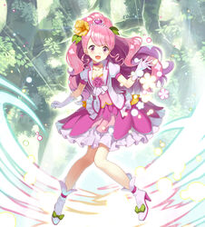  :d absurdres boots buntan choker commentary_request cure_grace dress earrings female flower gloves hair_flower hair_ornament hanadera_nodoka happy healin&#039;_good_precure high_heel_boots high_heels highres jacket jewelry long_hair looking_at_viewer magical_girl open_mouth pink_choker pink_dress pink_eyes pink_hair pink_jacket pink_skirt pleated_skirt ponytail precure puffy_short_sleeves puffy_sleeves short_sleeves skirt smile solo white_gloves 