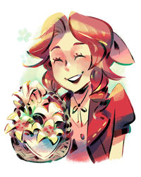  :d ^_^ aerith_gainsborough bangs basket black_ribbon brown_hair closed_eyes commentary dress drill_hair english_commentary final_fantasy final_fantasy_vii flower flower_request hair_ribbon highres holding holding_basket jacket neck_ribbon open_mouth parted_bangs pink_dress pink_hair puffy_short_sleeves puffy_sleeves red_jacket ribbon short_sleeves sidelocks simple_background smile twin_drills upper_body upper_teeth white_background yi-wen_leow 