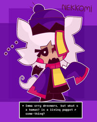  ambiguous_gender ambiguous_humanoid aruzhan_(dreamer) asian_clothing asian_mythology blush chinese_clothing chinese_mythology clothing dreamer east_asian_clothing east_asian_mythology female hair humanoid jiangshi living_toy milkitty mythology open_mouth solo speech_bubble text undead vampire white_hair wings 