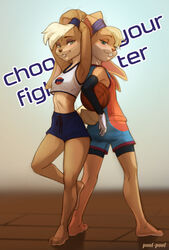  anthro ball basketball_(ball) basketball_uniform breasts clothed clothing duo eyebrows eyelashes feet female fingers gloves handwear hi_res lagomorph leporid lola_bunny looney_tunes mammal poofroom rabbit smile sportswear square_crossover toes uniform warner_brothers 