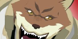 2013 2:1 anthro bleach_(series) brown_body brown_fur canid canine canis clothing fangs fur hi_res male mammal maxime-jeanne mythological_canine mythological_creature mythology open_mouth sajin_komamura solo soul_reaper teeth were werecanid werecanine werewolf wolf yellow_eyes