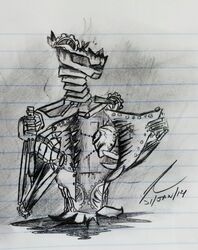 2014 451kitkat android cog damage endoskeleton graphite_(artwork) greyscale hollow_body machine male missing_lower_body monochrome not_furry pencil_(artwork) robot solo traditional_media_(artwork) unusual_anatomy