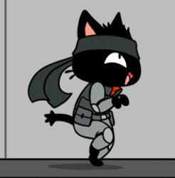 animated anthro clothed clothing digital_media_(artwork) domestic_cat felid feline felis gamercat_(character) konami low_res male mammal metal_gear samantha_whitten scarf short_playtime smile solid_snake solo the_gamercat thumbnail