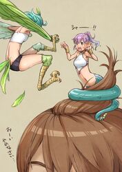 apode avian draconcopode european_mythology female fight ganbanman greek_mythology group hair harpy human lamia legless male mammal monster_girl_(genre) mythological_avian mythological_creature mythology reptile scalie serpentine size_difference snake split_form