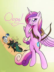 2014 3:4 alicorn arrow_(weapon) arthropod blue_eyes blue_hair bow_(weapon) changeling conicer cutie_mark equid equine feathered_wings feathers female feral friendship_is_magic fur group hair hasbro hi_res holding_object holding_weapon horn male mammal multicolored_hair my_little_pony mythological_creature mythological_equine mythology pink_body pink_fur princess_cadance_(mlp) purple_eyes queen_chrysalis_(mlp) quiver_(object) ranged_weapon shining_armor_(mlp) unicorn weapon white_body white_fur wings