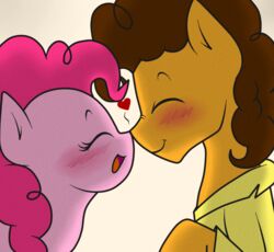 2014 blush brown_hair cheese_sandwich_(mlp) closed_eyes clothing duo earth_pony equid equine female feral friendship_is_magic fur hair hasbro heart_symbol hikariviny horse male mammal my_little_pony nuzzling pink_body pink_fur pink_hair pinkie_pie_(mlp) pony romantic romantic_couple shirt simple_background smile topwear white_background