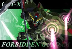  character_name commentary_request energy_beam forbidden_gundam gun gundam gundam_seed machine_gun mecha memento_vivi no_humans robot scythe shield solo weapon zoom_layer 