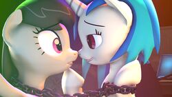 16:9 2014 3d_(artwork) absurd_res chains digital_media_(artwork) duo earth_pony equid equine eye_contact female feral friendship_is_magic hasbro hi_res horn horse looking_at_another mammal my_little_pony mynokiarules mythological_creature mythological_equine mythology octavia_(mlp) pony smile source_filmmaker_(artwork) unicorn vinyl_scratch_(mlp) widescreen