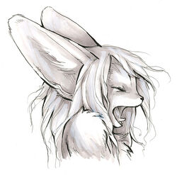 2014 anthro aya canid canine closed_eyes female fennec_fox fox mammal open_mouth savannah_horrocks sketch solo true_fox yawn