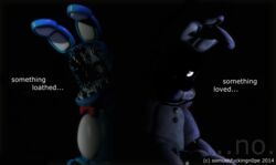 3d_(artwork) animatronic anthro digital_media_(artwork) duo five_nights_at_freddy&#039;s five_nights_at_freddy&#039;s_2 lagomorph leporid machine male mammal rabbit robot scottgames third-party_edit toy_bonnie_(fnaf) unknown_artist unwithered_bonnie_(fnaf)