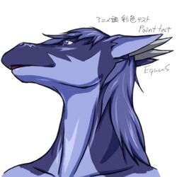 1:1 ambiguous_gender anthro blue_eyes bust_portrait despina dragon english_text equus horn japanese_text low_res mythological_creature mythological_scalie mythology portrait scalie simple_background solo text white_background