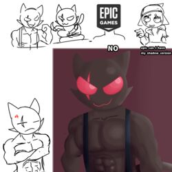  1:1 absurd_res anthro domestic_cat epic_games felid feline felis female fortnite hi_res kit_(fortnite) male mammal meow_skulls_(fortnite) meowscles meowscles_(shadow) zarzymoriah 