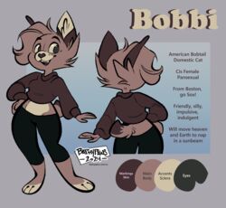  american_bobtail baphypaws bobbi_(baphypaws) bobtail_cat clothing domestic_cat english_text felid feline felis looking_at_viewer mammal model_sheet solo text 