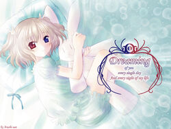  angelic_serenade bed blonde_hair blue_eyes female frills hair_ornament heterochromia lasty_farson naruse_chisato pajamas photoshop_(medium) rabbit rabbit_hair_ornament red_eyes short_hair solo stuffed_animal stuffed_rabbit stuffed_toy 