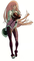  absurdres angry arms_behind_back blunt_bangs bodysuit breasts elbow_pads female floating_hair full_body helmet highres holding ken_marinaris large_breasts legs long_hair long_legs looking_at_viewer masao_tsubasa official_art photoshop_(medium) pilot_suit pink_bodysuit pink_hair purple_eyes scan shoulder_pads sidelocks simple_background solo standing tiptoes turtleneck unworn_headwear unworn_helmet very_long_hair white_background zone_of_the_enders zone_of_the_enders_2 