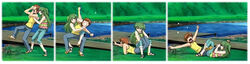  1boy anime_screenshot female femdom inukami! kawahira_keita outdoors straight youko_(inukami) 