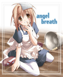  angel_breath bucket eretto female gabriel_(angel_breath) maid pantyhose photoshop_(medium) short_hair solo spill water wet 