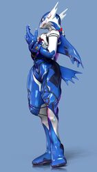  2020 3d_(artwork) 9:16 anthro anthrofied blue_body clothing digital_media_(artwork) featureless_crotch generation_3_pokemon glistening glistening_body glistening_skin hand_on_head hi_res kneeling latex latex_clothing latex_skinsuit latios legendary_pokemon looking_away male narrowed_eyes neon_genesis_evangelion nintendo pinup pokemon pokemon_(species) pokemorph pose red_eyes rim_light rubber_clothing sdx3 sharp_teeth simple_background skinsuit solo teeth tight_clothing wings zbrush_(artwork) 