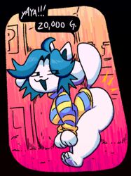  anthro ass bent_over dialogue female hair looking_back mammal open_mouth presenting presenting_hindquarters qoolbunart short_stack solo standing tem temmie_(undertale) text undertale undertale_(series) white_body 