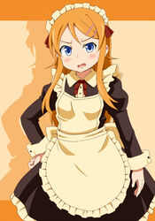  alternate_costume bad_id bad_pixiv_id blue_eyes enmaided female goro kousaka_kirino long_hair maid orange_hair ore_no_imouto_ga_konna_ni_kawaii_wake_ga_nai solo 