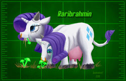  alternate_species blue_eyes bovid bovine brahmin_(fallout) cattle crossover facial_piercing fallout fallout_equestria fan_character female feral friendship_is_magic fungus fur grass grazing green_background hair hasbro mammal microsoft mushroom mutation my_little_pony nose_piercing nose_ring piercing plant purple_hair quakehoof raricow_(mlp) rarity_(mlp) ring_piercing septum_piercing side_view simple_background solo teats udders white_body white_fur 