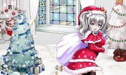  :d bauble bell black_legwear blue_eyes blue_ribbon blush bobblehat bow candy carrying_over_shoulder christmas_stocking cookie crane crown dress food frilled_sleeves frills fur_trim garter_straps gem gift gloves harbor hat hat_bow indoors kantai_collection kashima_(kantai_collection) long_sleeves open_mouth over_shoulder red_dress red_ribbon ribbon russian sack sapphire_(stone) see-through short_hair silver_hair smile solo star sweets thighhighs tk8d32 transparent_bow white_gloves windowsill zettai_ryouiki 