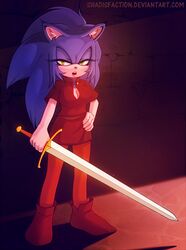  anthro arthurian_legend breasts crossover eulipotyphlan excalibur_(sword) female hedgehog mammal rule_63 sega shadisfaction solo sonic_the_hedgehog sonic_the_hedgehog_(series) 