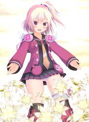  blonde_hair emilia_percival flower jacket pantsu phantasy_star_portable_2 red_eyes school_uniform shimapan tagme tie wings 