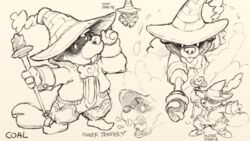  16:9 2021 anthro beaver biped breeze_in_the_clouds clothing coal_(breeze_in_the_clouds) english_text hat headgear headwear humanoid_hands magic magic_user male mammal multiple_poses pose rodent solo staff text unknown_artist widescreen wizard_hat 