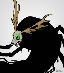  2021 absurd_res antlers black_goo bone centaurworld deer_skull glowing glowing_eyes green_eyes hi_res horn male monster netflix skull skull_head slime soovka the_nowhere_king_(centaurworld) 