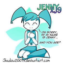  blush closed_eyes dialogue english_text female jenny_wakeman machine my_life_as_a_teenage_robot navel nickelodeon not_furry robot shadow2007x sitting smile solo text unusual_navel 