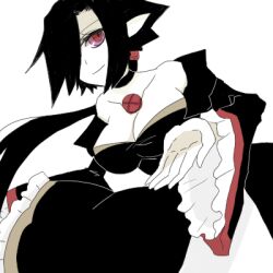  black_hair breasts disgaea disgaea_4 dress hair_over_one_eye lowres makai_senki_disgaea_4 ponytail rule_63 valbatose valvatorez_(disgaea) vampire 